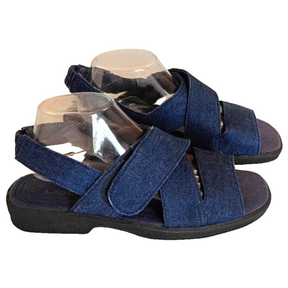 Laguna Womens Blue Denim/Elastic Stretch Slip On Comfort Sandals NEW Size 11